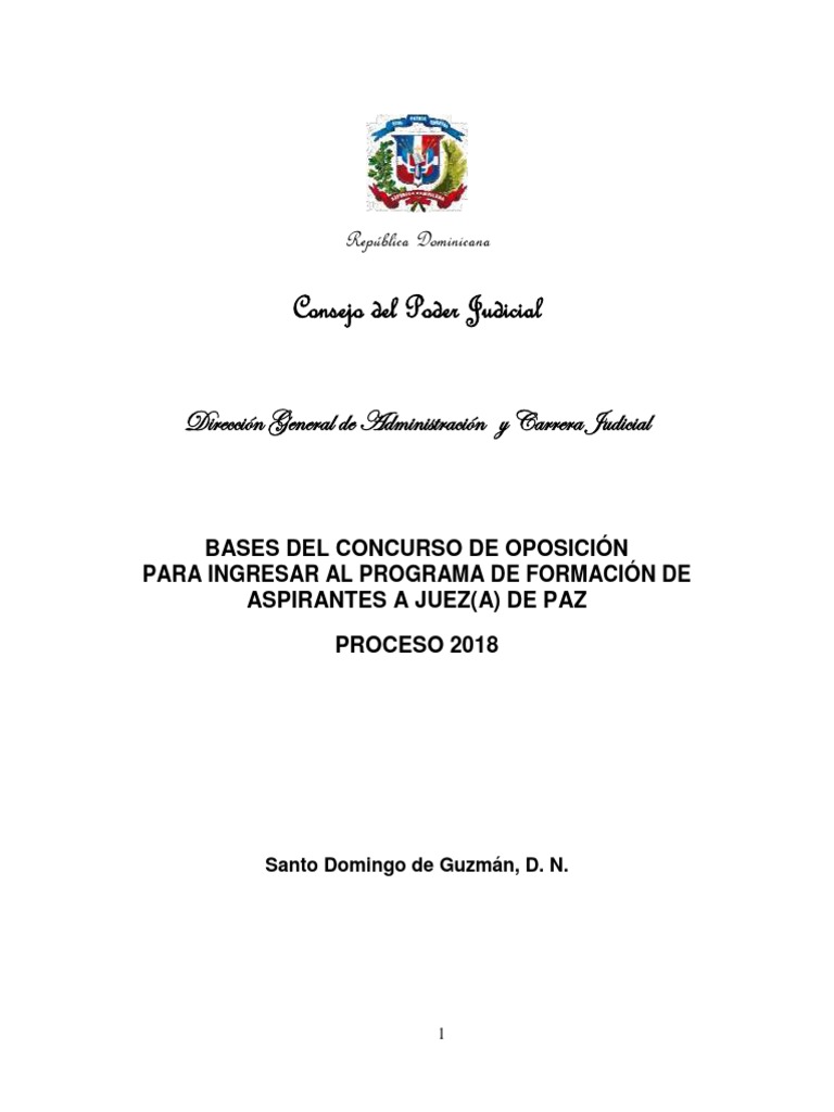 CONC Bases Concurso De Oposicion Juez De Paz 2018 PDF PDF Evidencia