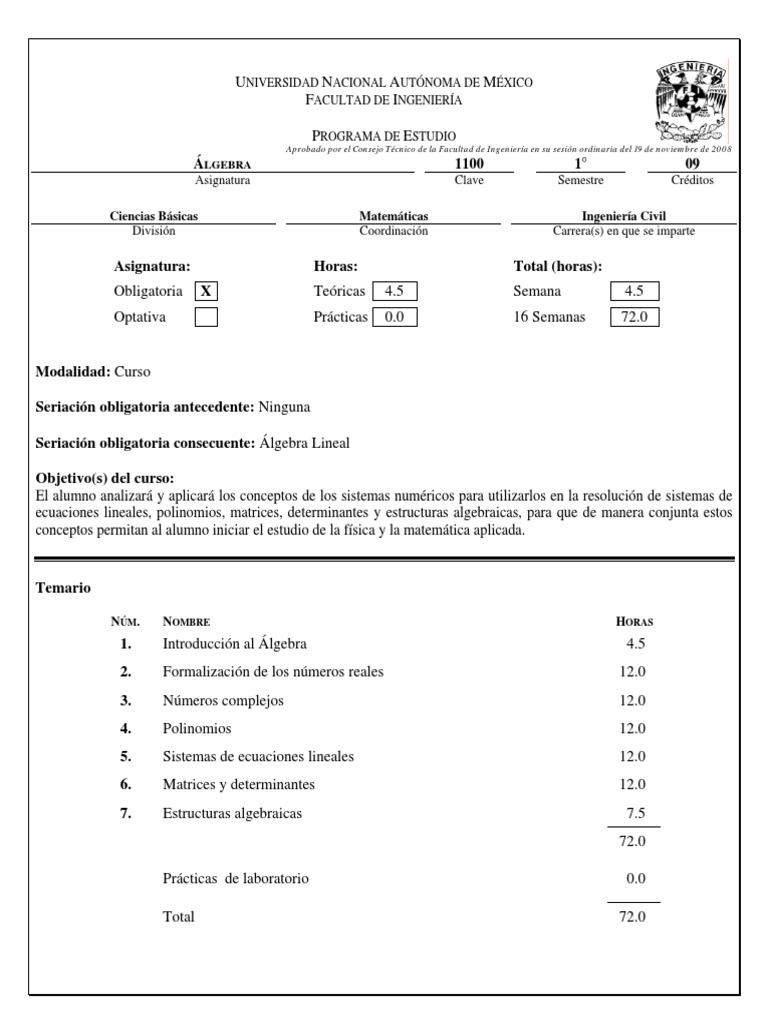 Algebra Sem I PDF | PDF