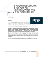 .Analisis Pengaruh DER, DPR, ROE Dan Size Terhadap PBV Perusahaan Manufaktur Yang Listing Di BEI Periode 2005-2007