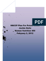 HACCP Plan For Potato Salad Jackie Geitz Human Nutrition 450 February 2, 2012