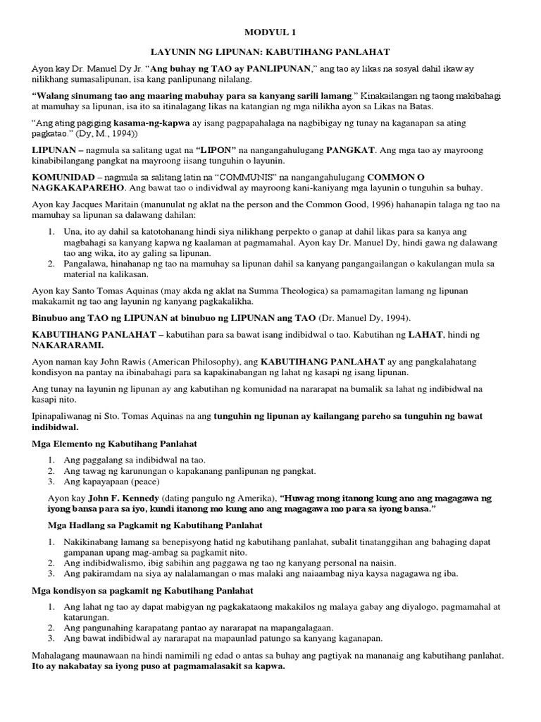 Modyul 1 Summary | PDF