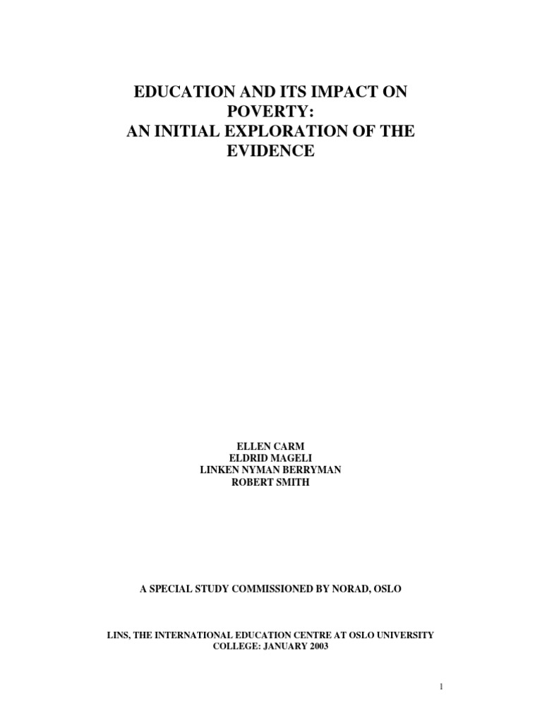 Education's Role in Alleviating Poverty | PDF | Economic Development ...
