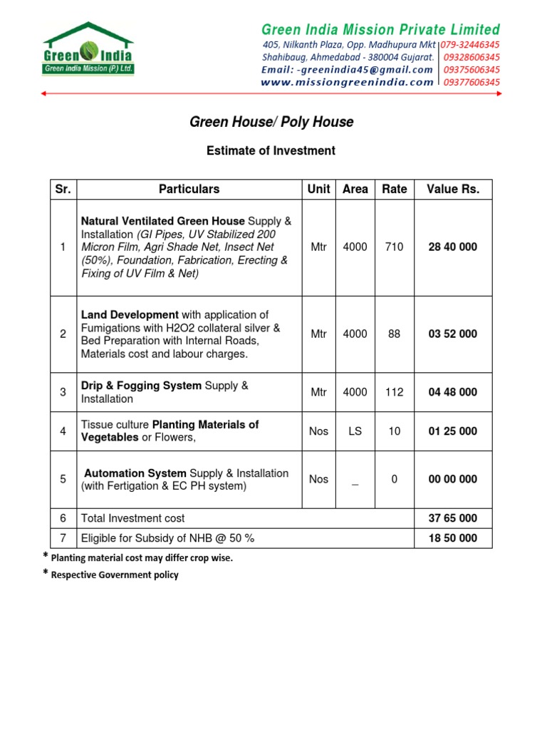 1 Acre Greenhouse Cost Estimate PDF Greenhouse Truss