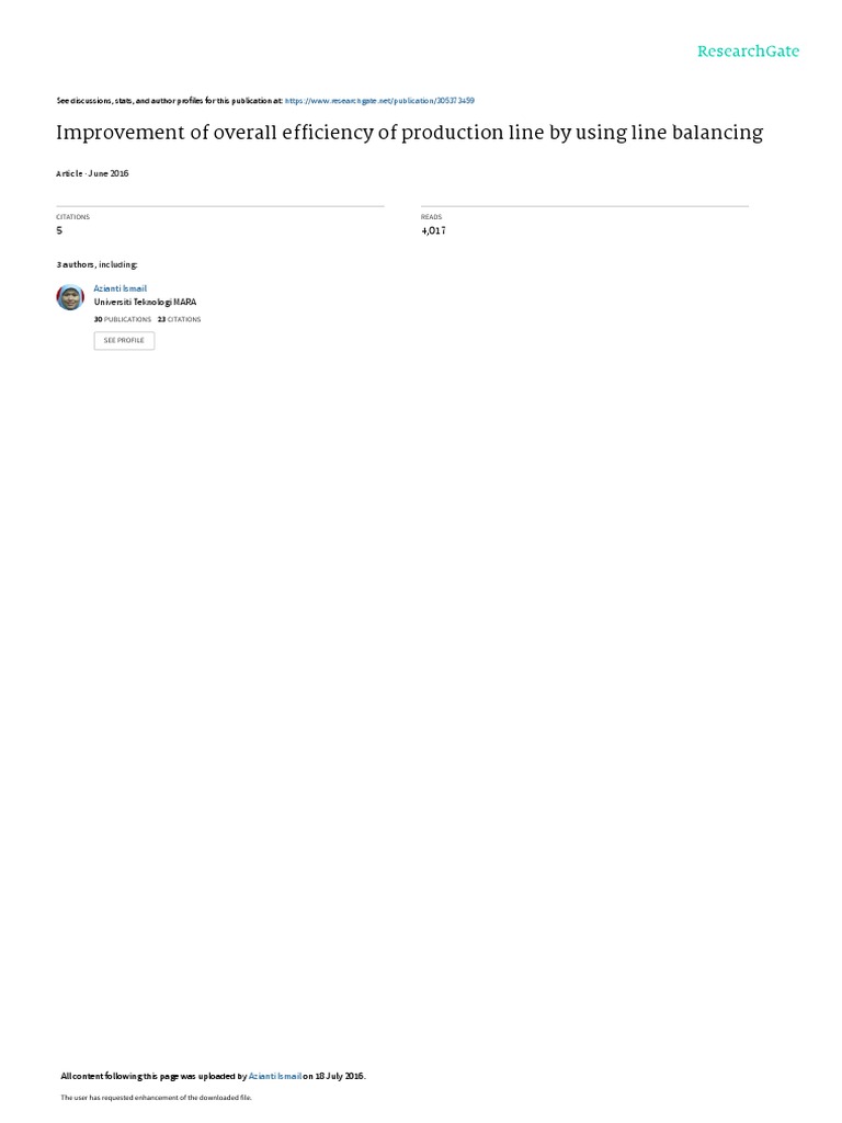 Line Balancing PDF Lean Manufacturing Time