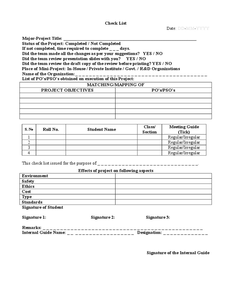 Checklist | PDF