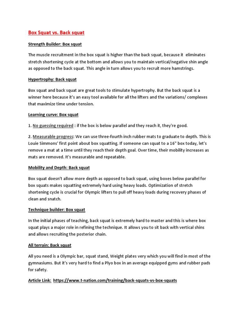 Box Squat Vs Back Squat PDF