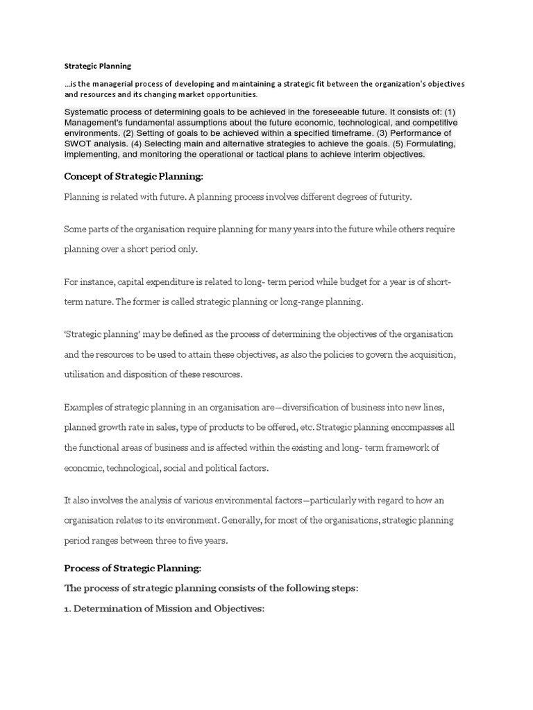 Strategic Planning Process Overview | PDF | Strategic Management ...