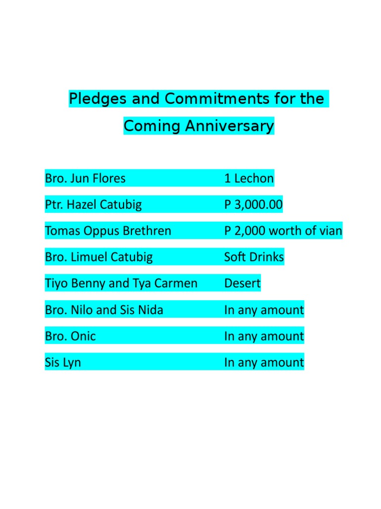 Church Anniversary Committee | PDF