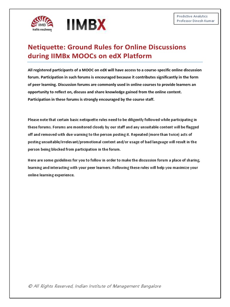 MOOC Discussion Forum Guidelines PDF Forum Massive Open