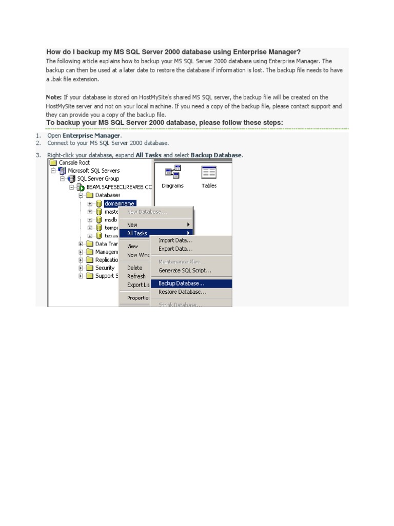 SQL 2000 Backup Guide for Admins | PDF | Business