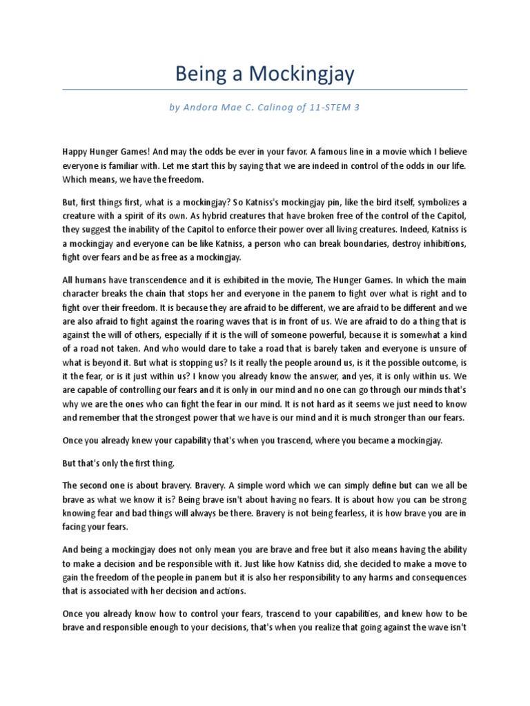 Being A Mockingjay | PDF | Courage