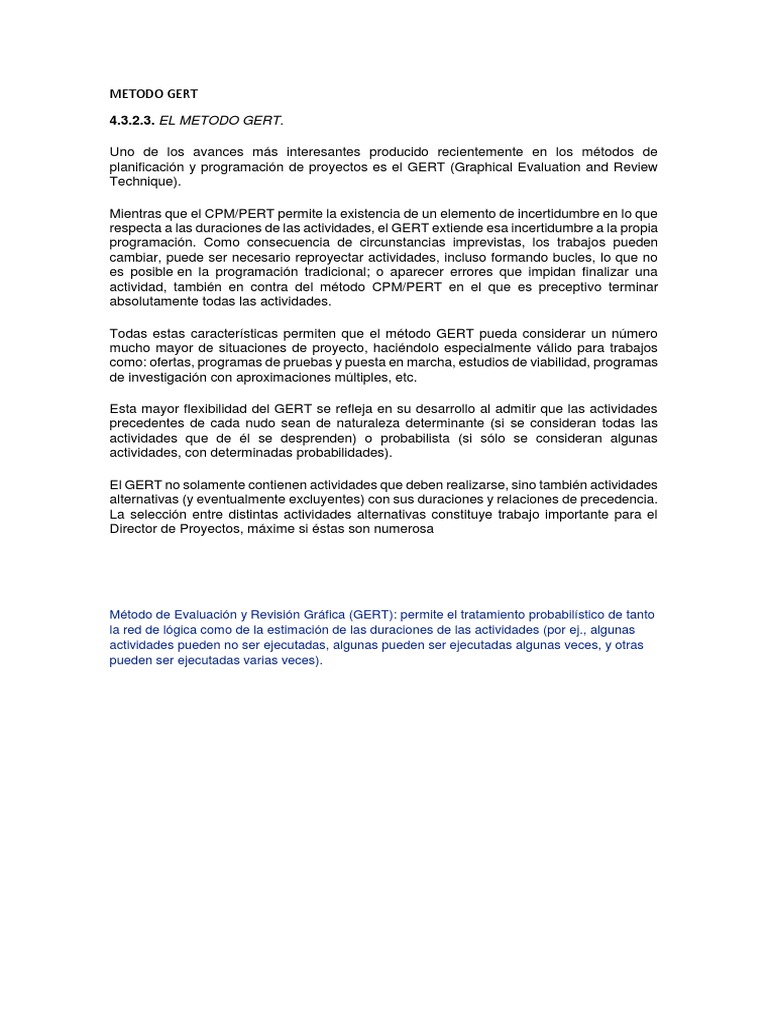 Método GERT en Planificación de Proyectos | PDF | Ciencia de sistemas ...