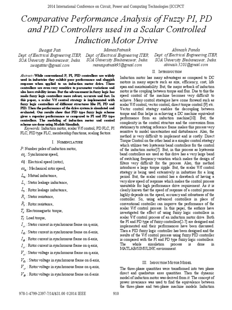 Fuzzy Speed Controller Design of Three Phase Induction Motor | PDF ...