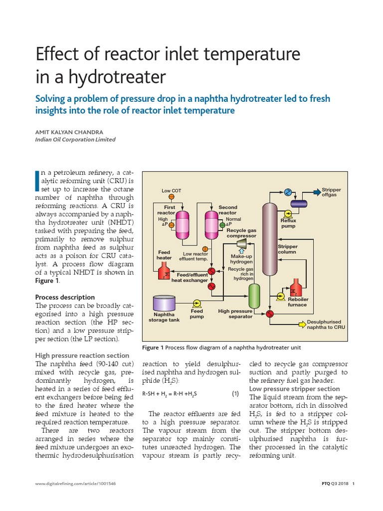 Effect of Reactor Inlet Temperature in A Hydrotreater | PDF | Chemical ...