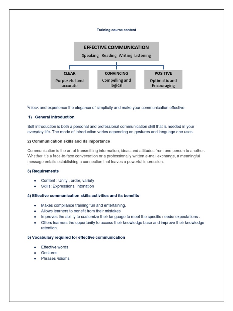 One Day Communication Skills Course Content | PDF | Vocabulary ...