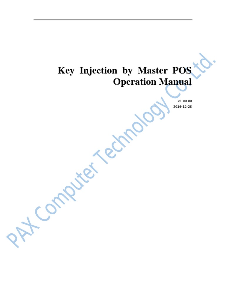 Key Injection by Master POS Operation Manual v1.00 20161228 PDF