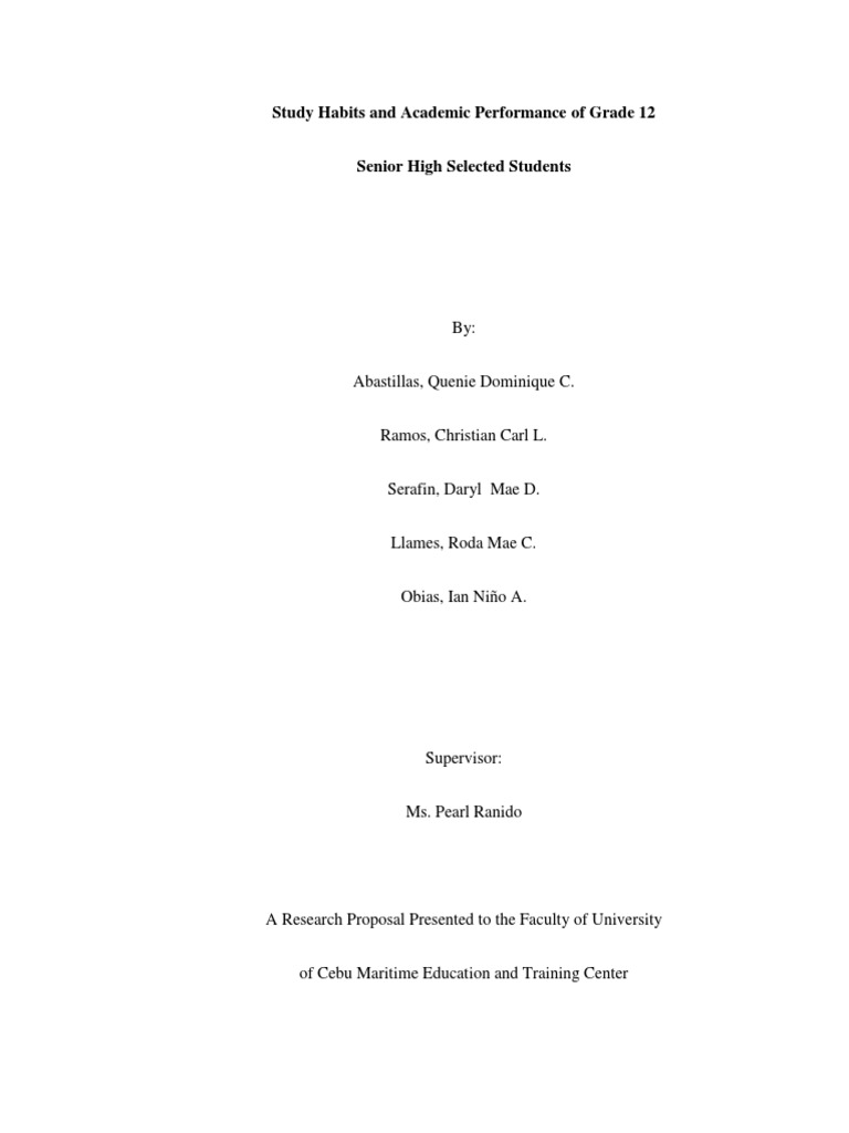 Study Habits Impact on Grade 12 Performance | PDF | Science, Technology ...