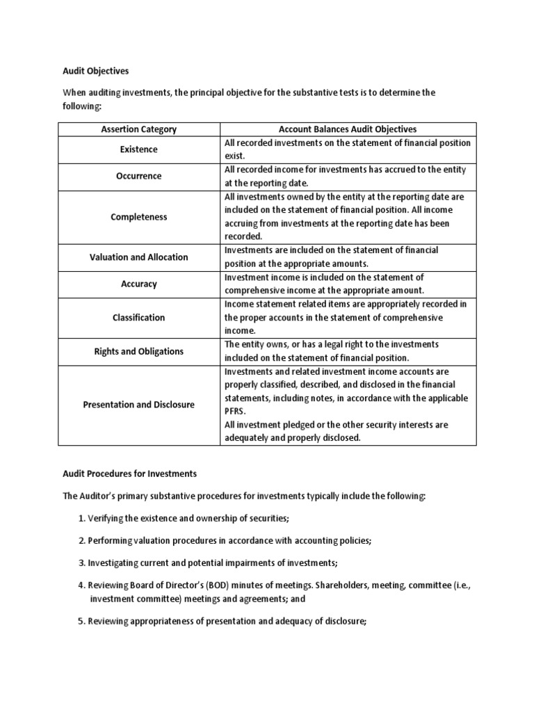 Audit Procedures For Liabilities and Investments | PDF | Balance Sheet ...