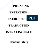 Rephrasing Exercises - Exercices de Traduction Intralinguale