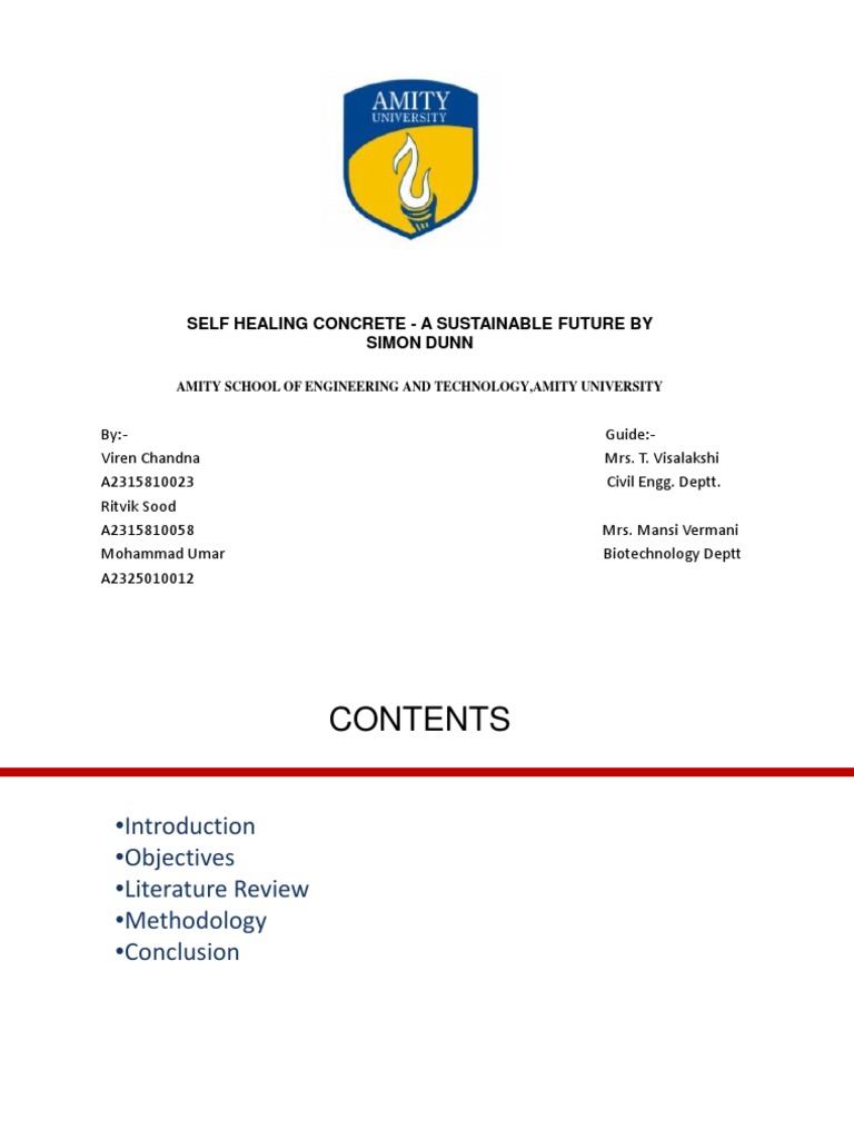 Self Healing Concrete | PDF | Concrete | Cement