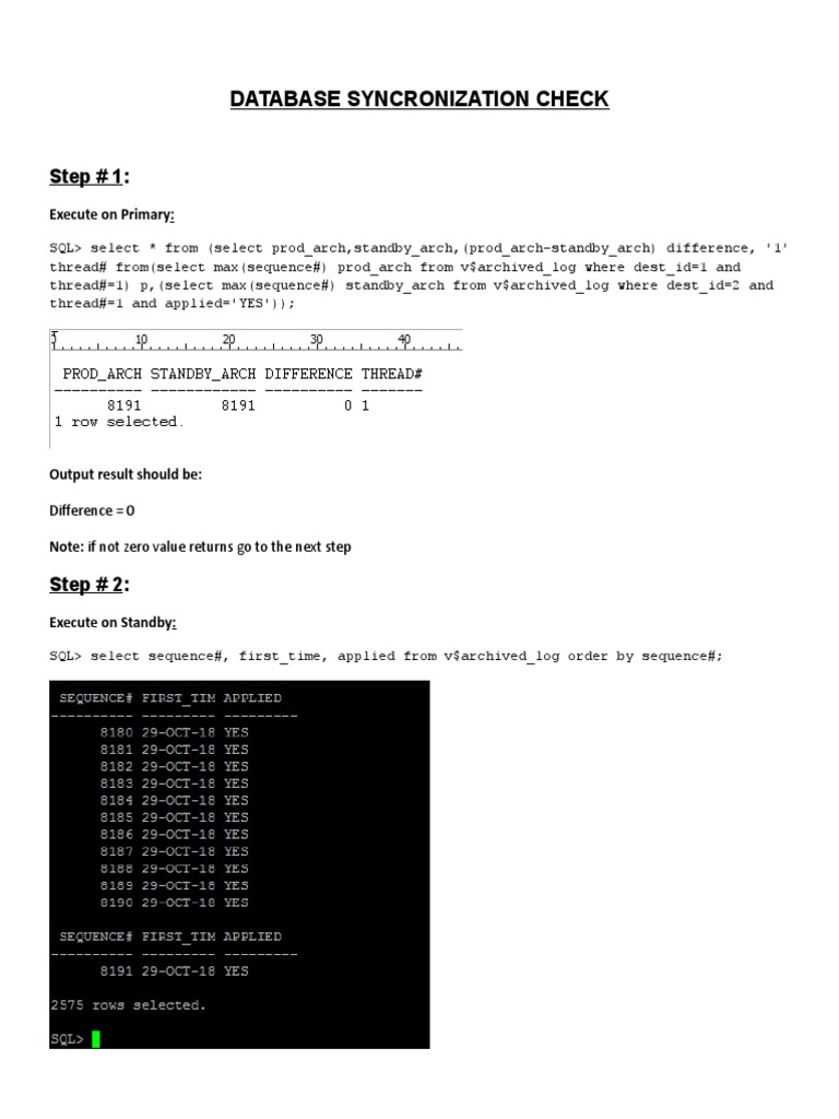 Data Guard Synchronization Health Check | PDF | Computers