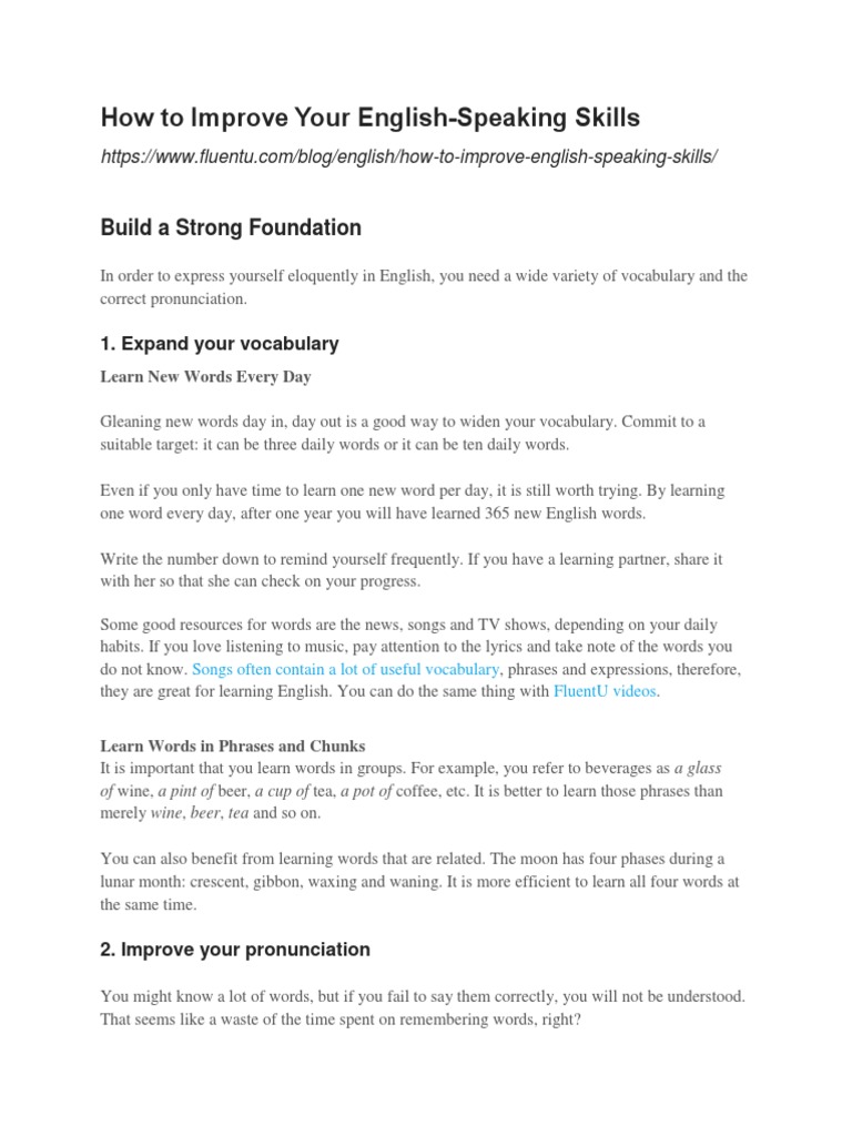 How To Improve Your English | PDF | Public Speaking | English Language