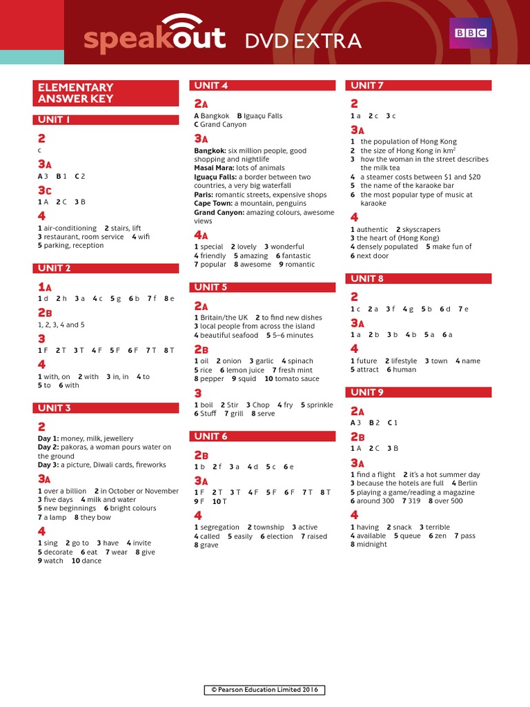 Speakout DVD Extra Elementary Answer Key PDF | PDF | Cuisine | Cooking