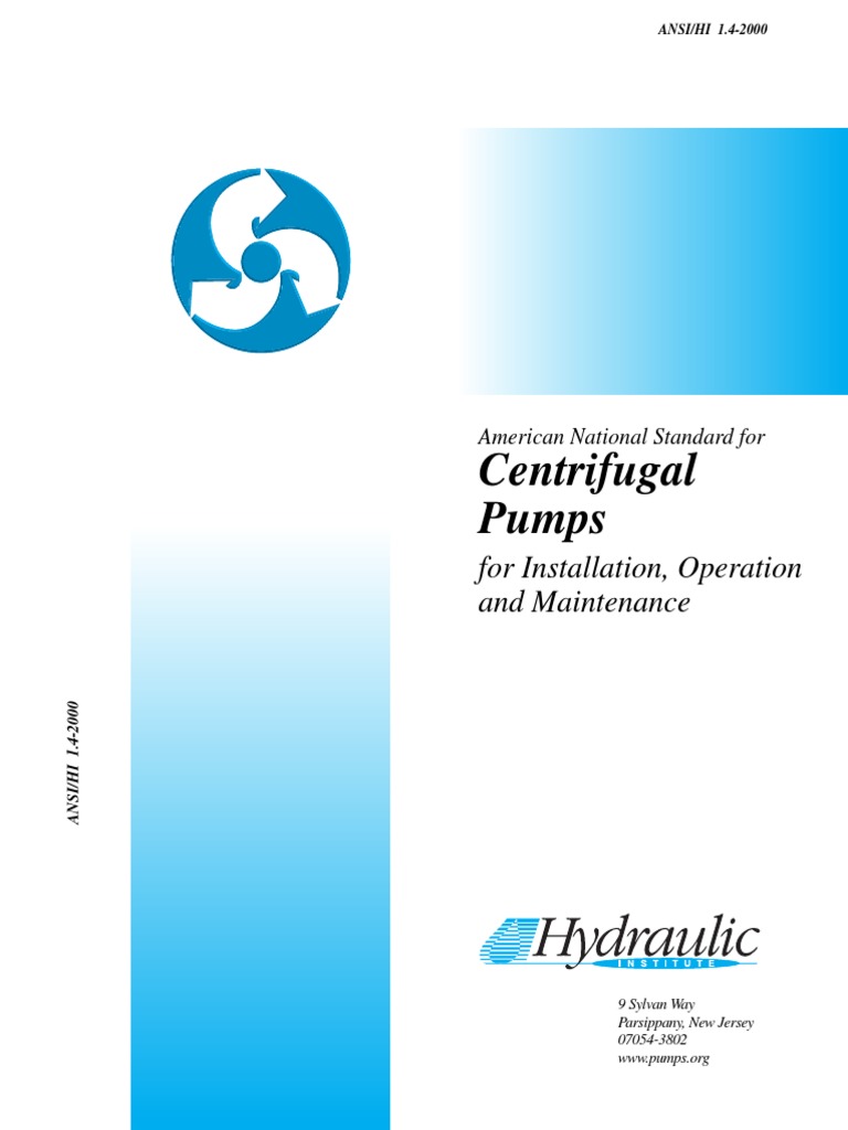 HIS 1 4 Centrifugal Pumps Installation Operation PDF Pump Belt