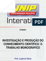 Investigação e Produção Do Conhecimento Científico