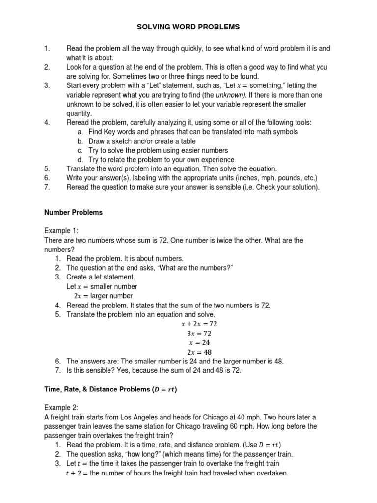 Solving Word Problems PDF | PDF