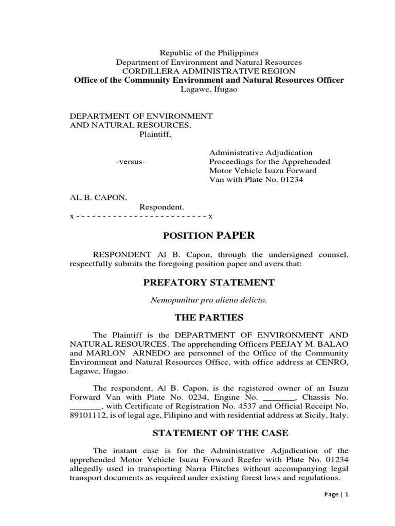 DENR Position Paper on Vehicle Apprehension | PDF | Search And Seizure ...