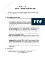 Module III - Demand Analysis - Consumer Behavior (Utility)