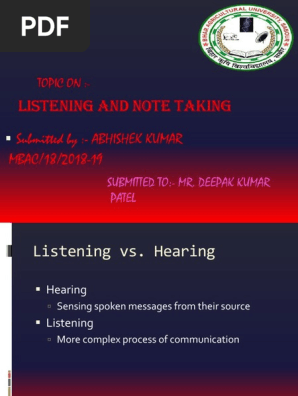 Listening and Note-Taking