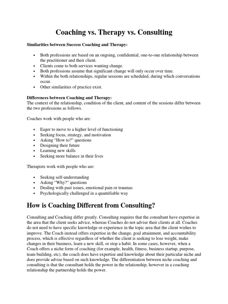 Coaching Vs Therapy Vs Consulting Download Free Pdf Consultant