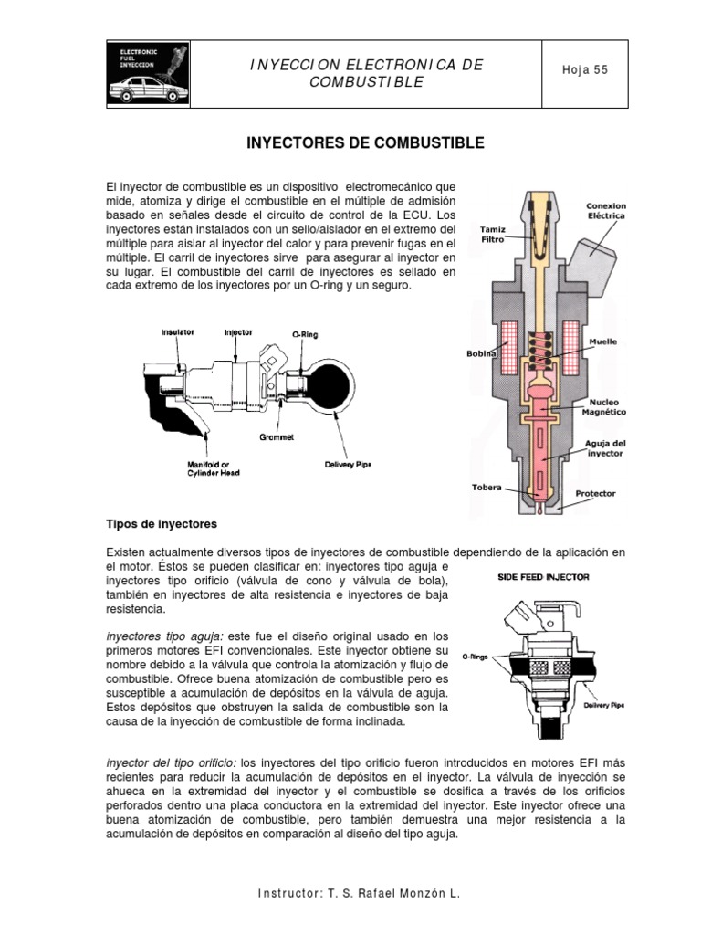 Tipos y Funcionamiento de Inyectores de Gasolina | PDF | Resistor ...