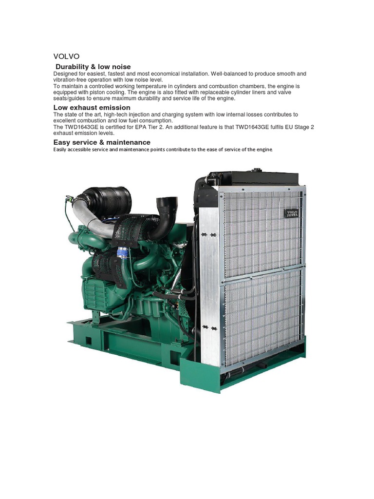 Volvo TWD1643GE Engine Features | PDF