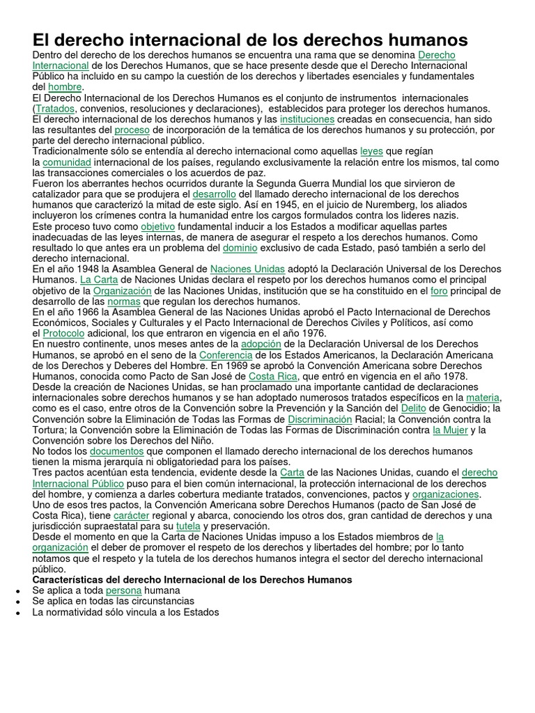 El Derecho Internacional de Los Derechos Humanos | PDF | Ley ...