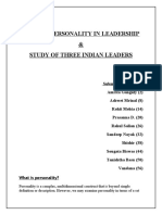 Role of Personality in Leadership & Study of Three Indian Leaders