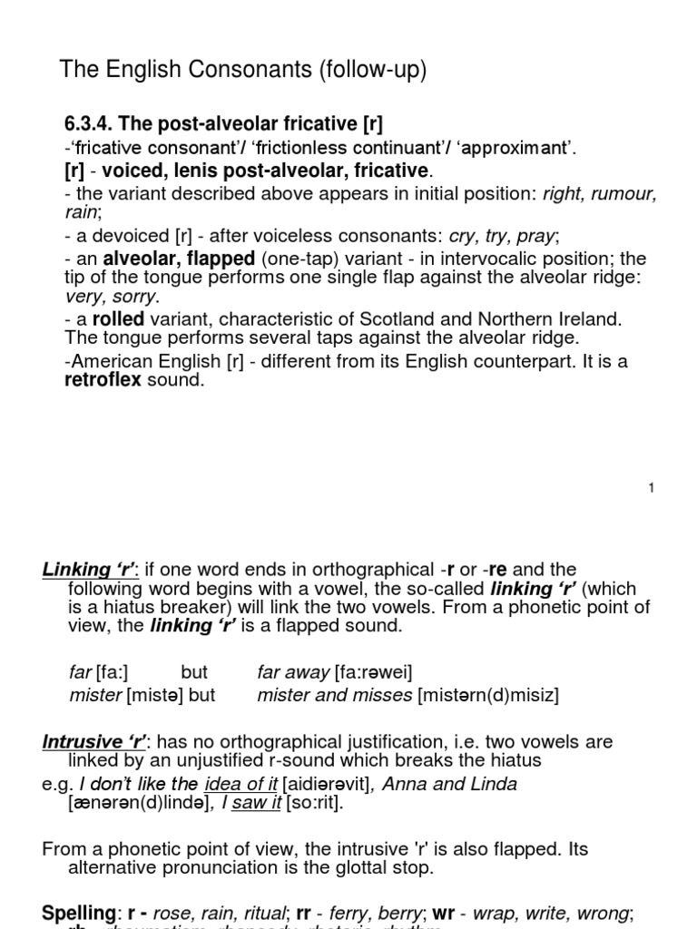 English Consonants: Sounds & Variants | PDF | Consonant | Human Voice