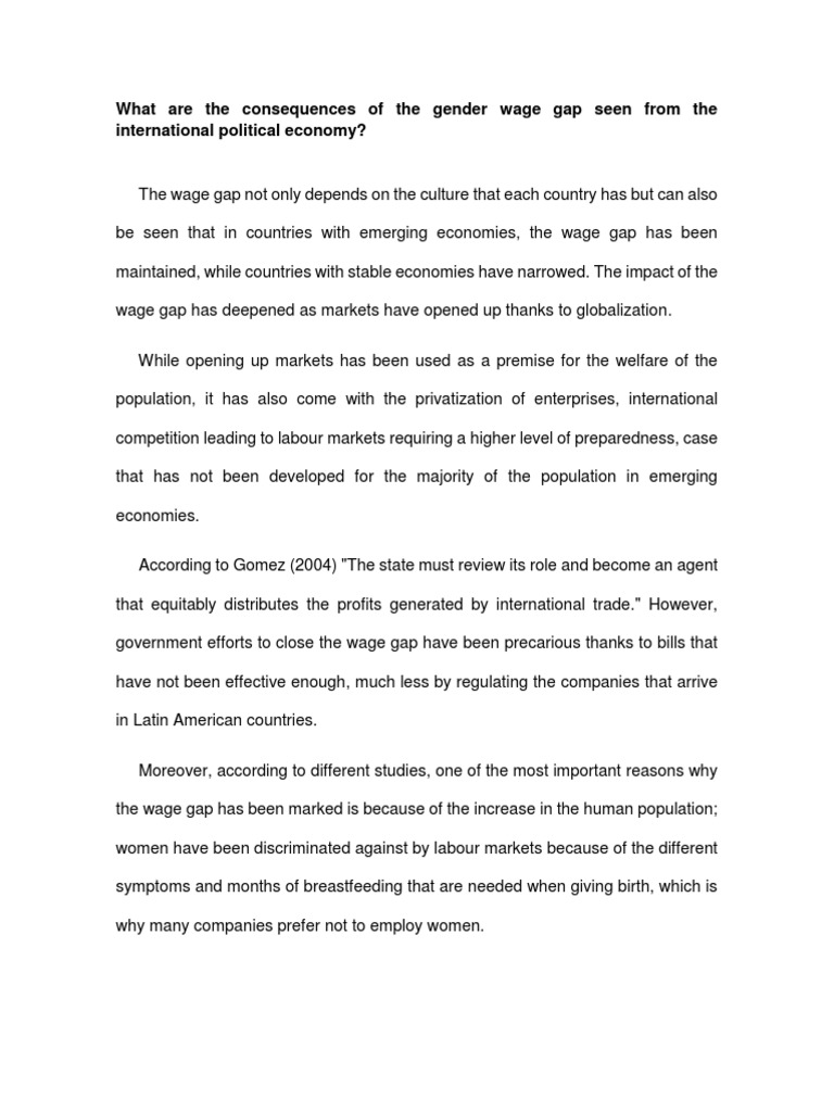 Gender Wage Gap: Global Economic Impact | PDF | Gender Pay Gap | Labour ...