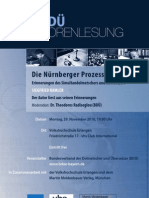 "Die Nürnberger Prozesse. Erinnerungen des Simultandolmetschers Siegfried Ramler" - Eine Lesung mit Siegfried Ramler in Erlangen