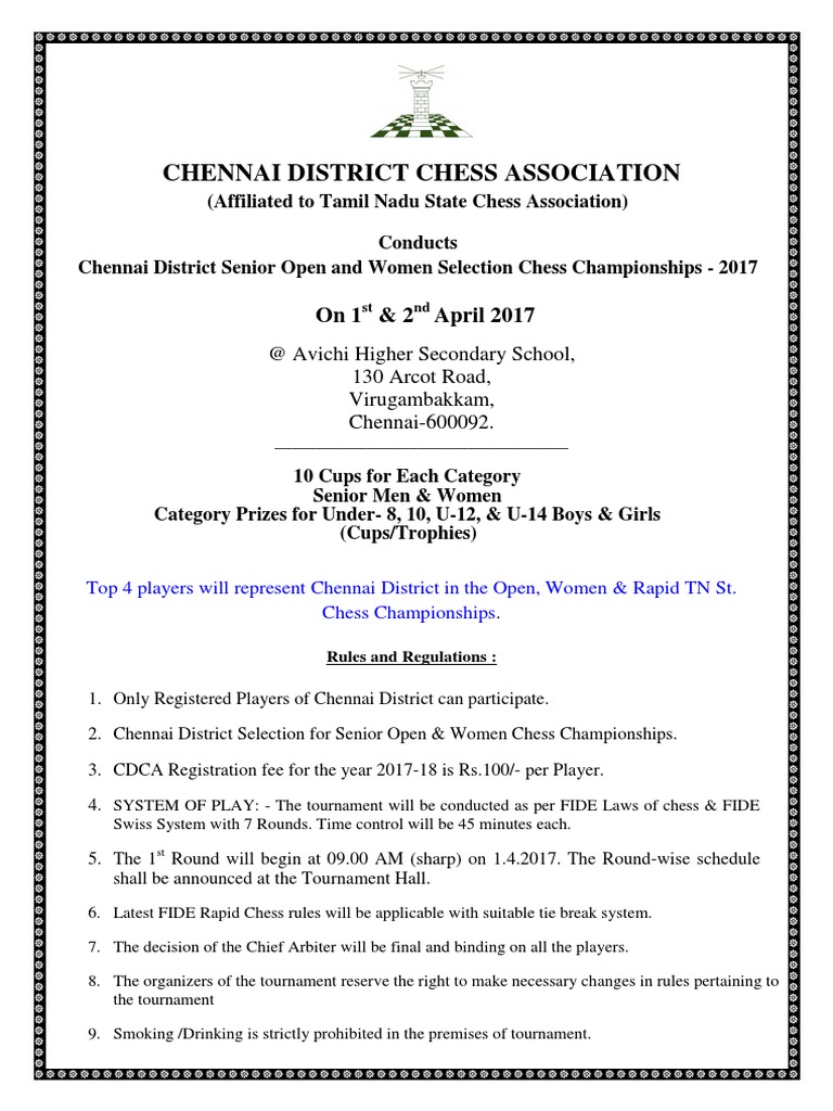 Chennai District Selection Tournament Prospectus 2017 PDF