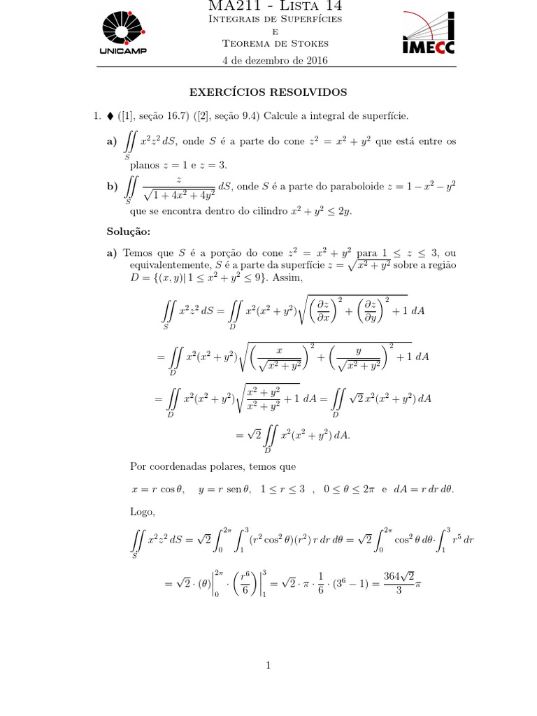 Lista 14 Pdf Conceitos Matematicos Espaco