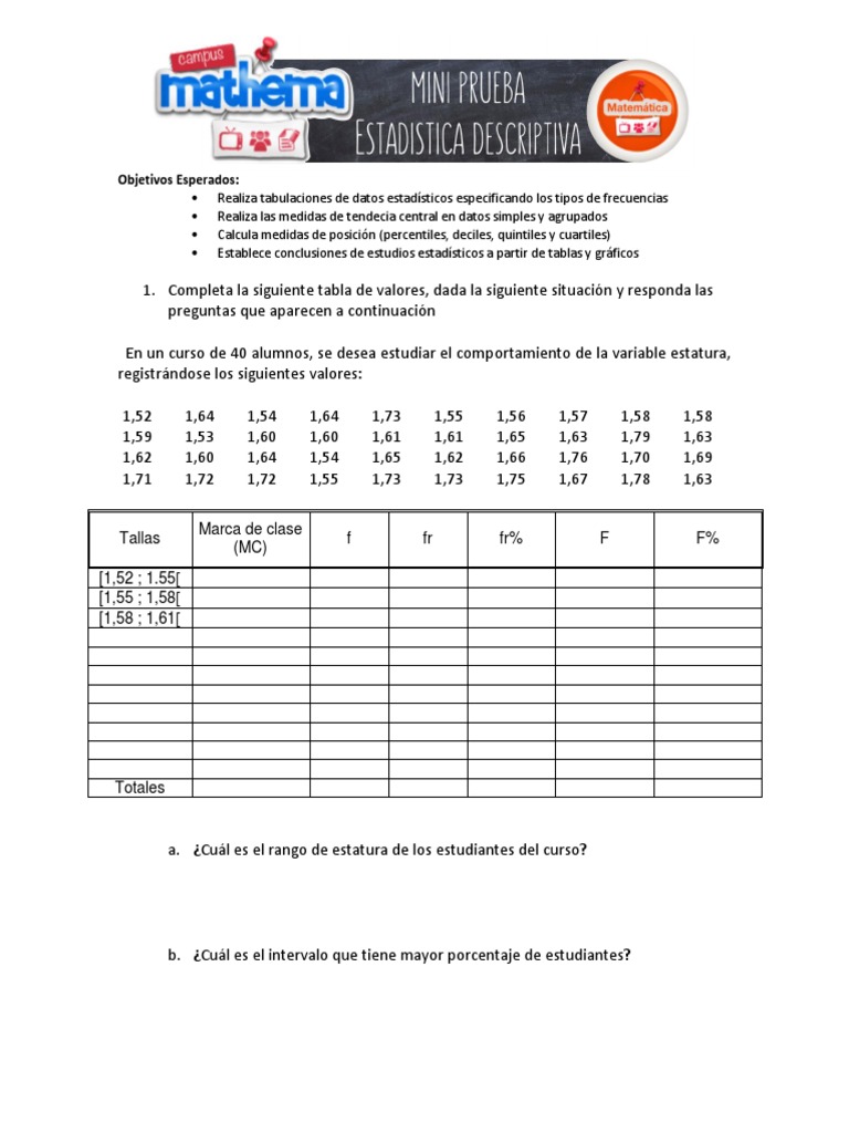 Mini Prueba Estadistica Descriptiva