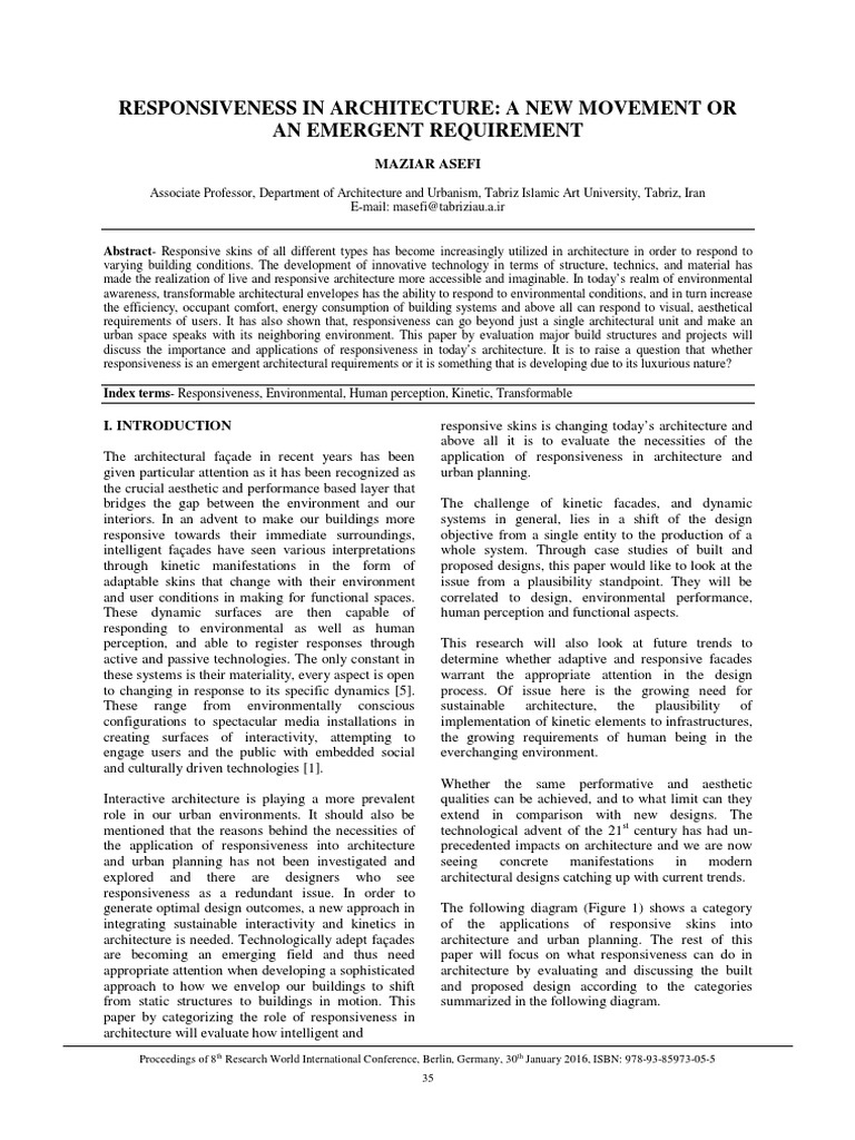 Responsive Architecture: A Necessity Today | PDF | Ecology | Design