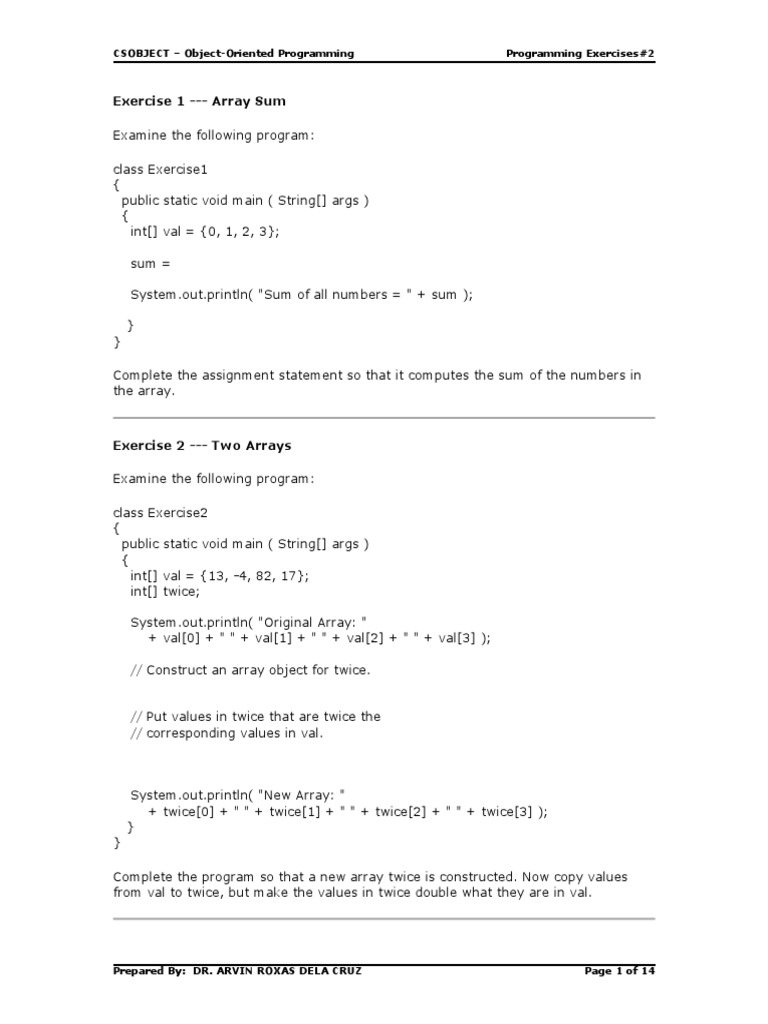It Object Exercise 2 | Download Free PDF | Integer (Computer Science ...