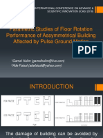 Parametric Studies of Floor Rotation Performance of Assymmetrical Building Affected by Pulse Ground Motion