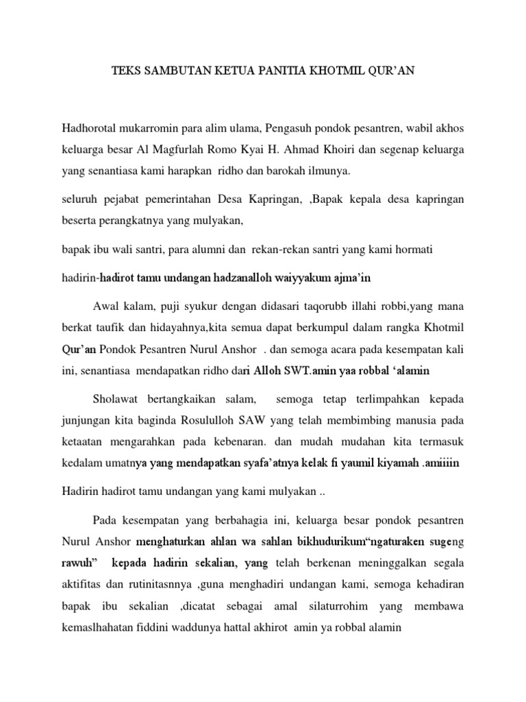 27+ Contoh Sambutan Ketua Panitia Haul Bahasa Jawa terbaik