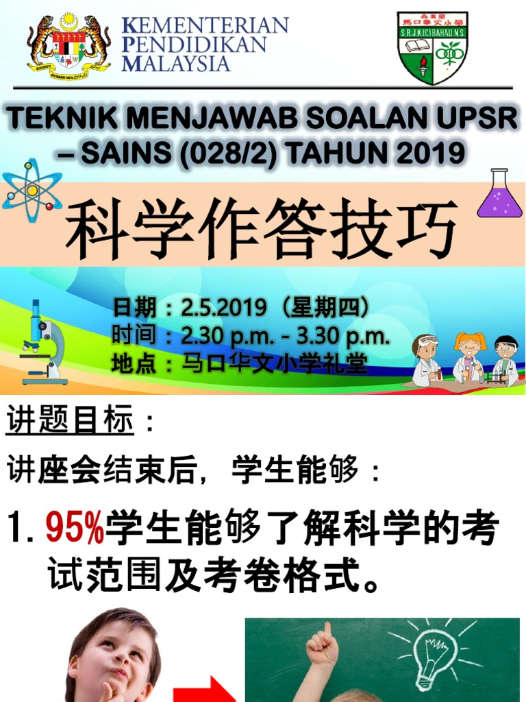 Ceramah Teknik Menjawab Soalan UPSR Sains 028B Tahun 2019