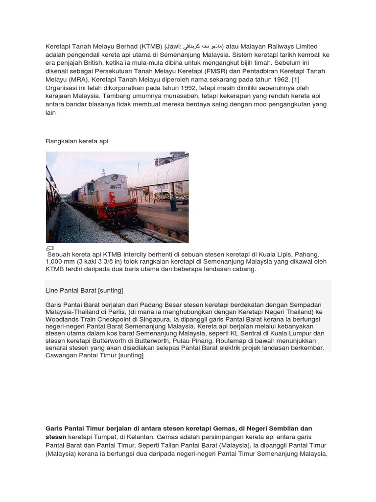 Keretapi Tanah Melayu Berhad  PDF